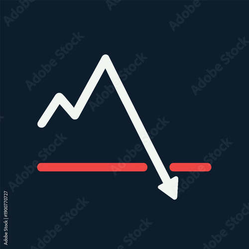 Financial graph showing a sharp decline representing economic recession or stock market crash vector illustration for business concepts