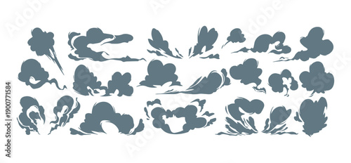 Comic Smoke Clouds Speed Motion Set