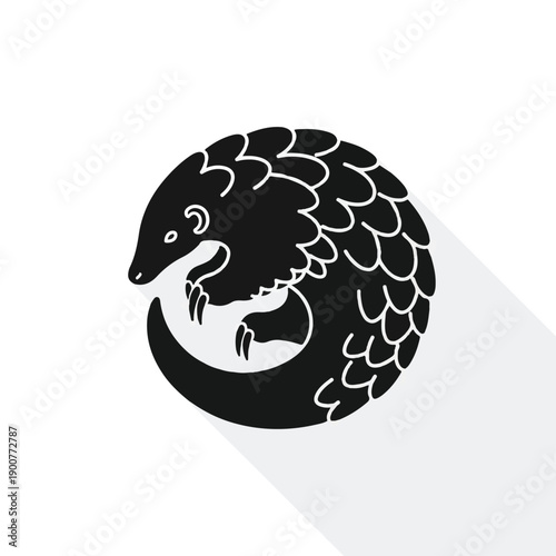Pangolin Silhouette Graphic Illustration.