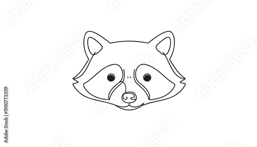 Raccoon face line art illustration, vector, for logo or icon, Isolated on transparent background, png