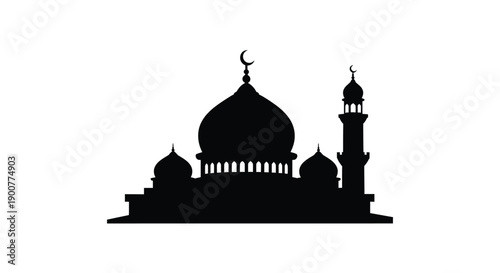 Ramadan Mosque Riverside Silhouette Aerial View