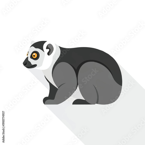Ring Tailed Lemur Sitting Cartoon Style.