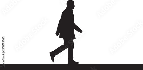 Gentleman in coat walking silhouette vector illustration for fashion and seasonal apparel