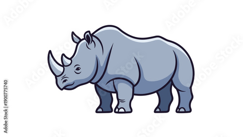Gray Rhinoceros Cartoon Animal.