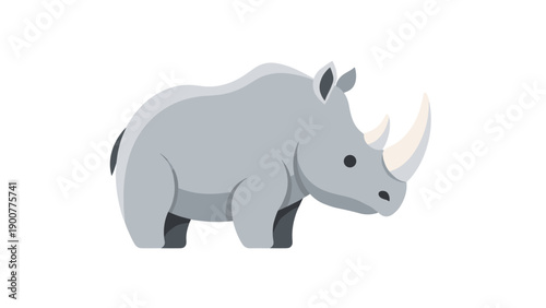 Gray Rhinoceros Cartoon Animal 1.