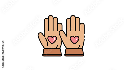 Hands with pink heart symbols.
