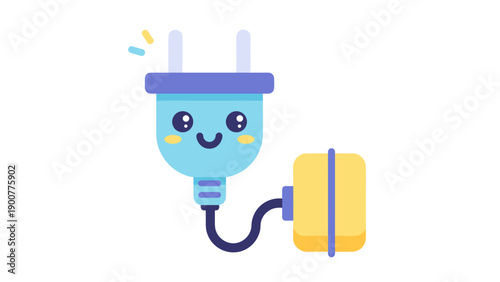 Smiling Electric Plug Character.