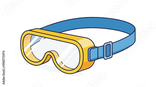 Yellow and blue swimming goggles.