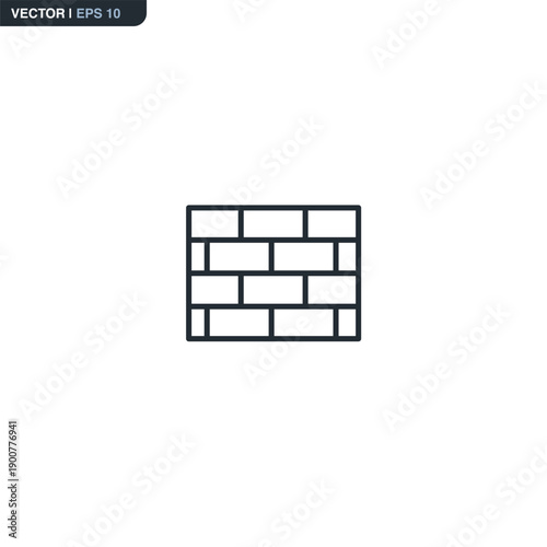 Brick wall, linear style sign for mobile concept and web design