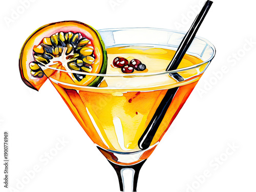 Refreshing drink with a slice of fruit on the rim, perfect for a summer day