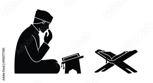 Child in Ramadan Prayer Silhouette Cutout