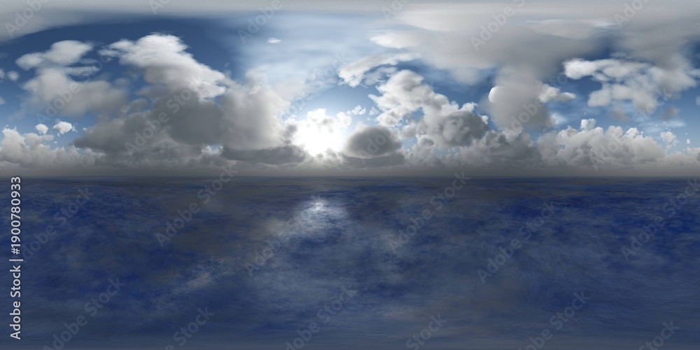 Obraz premium panorama of a stormy sea, HDRI, environment map , Round panorama, spherical panorama, equidistant projection, 360 high resolution panorama 3d rendering, 