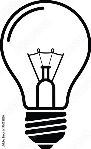 Light bulb icon with internal filament structure for business and education