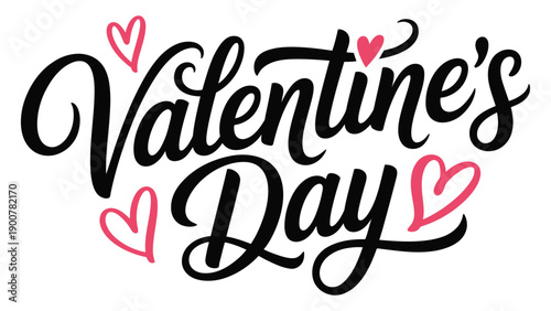 valentine’s day hand lettering typography illustration with heart elements celebrating love, romance, relationships and romantic holiday design