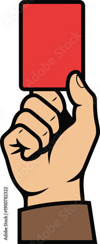 Hand Holding Red Card as Environmental Warning, Earth Day Climate Action and Protest Vector Illustration