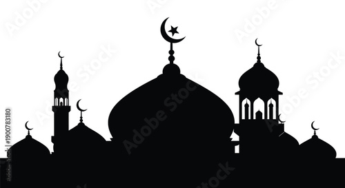 Ramadan Mosque Silhouette Greeting Card Design