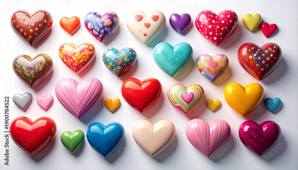 Obraz premium Hearts realistic decoration 3d object. Set of romantic symbol of love heart isolated. Vector illustration 456