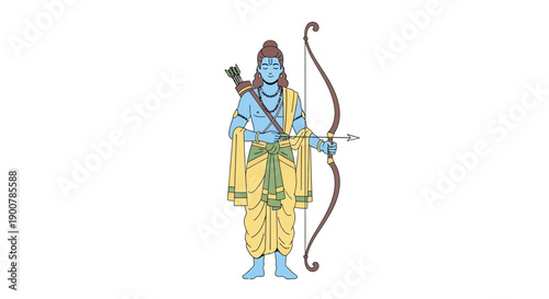 Hindu deity Rama holding a bow and arrow