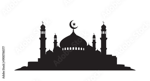 Coastal Mosque Silhouette for Ramadan Decor