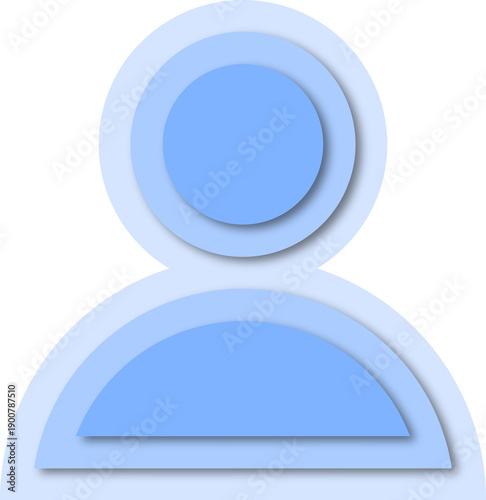 Blue user sign paper cut icon PNG