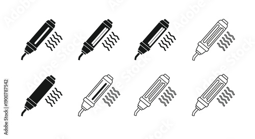 Line art illustration of various marker pen styles and orientations