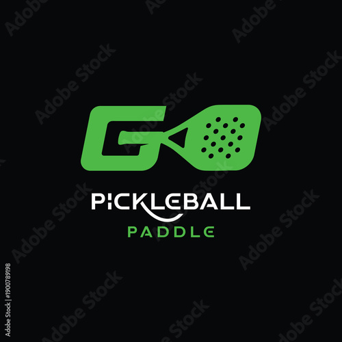 Pickleball Logo Design Illustration on Black Background suitable for Game, Sport or Club Logo, Pickle Ball, Vevtor 01