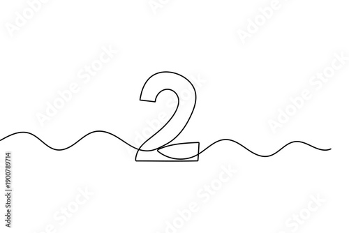 Minimalist number design using continuous one line drawing technique isolated vector illustration