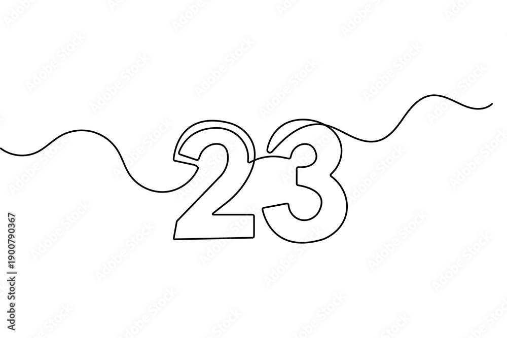 Obraz premium Number continuous one line drawing and minimalist style isolate outline vector illustration