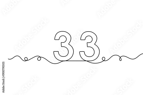 Number continuous one line drawing and minimalist style isolate outline vector illustration