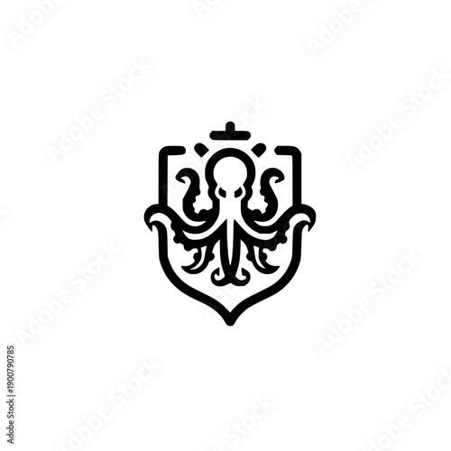 Shield vector containing hydra beast icon design representing fantasy safety secure mythology protection and defense emblem