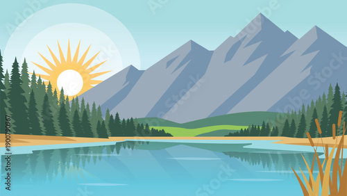 Soft Morning Light Over Still Lake