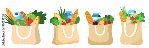 Grocery bags with fresh food