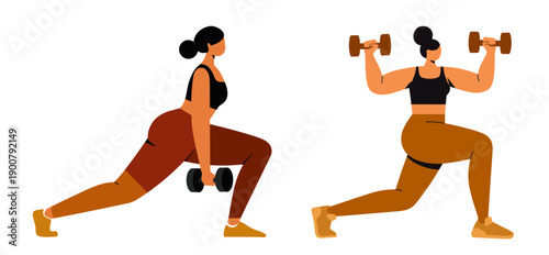Women doing dumbbell lunges