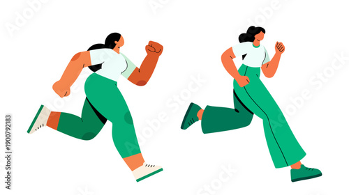 Two women jogging together