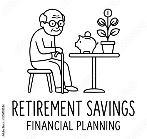 Smiling elderly man planning retirement savings