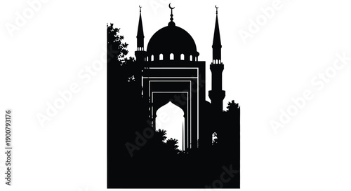 Coastal Mosque Silhouette at Dusk