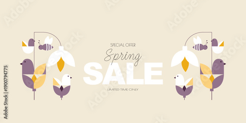 Spring Sale banner. Modern minimalist design.