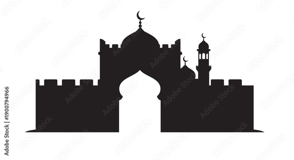 Fototapeta premium Ramadan Mosque Silhouette Sticker Design