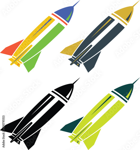 Colorful rockets ascending with vibrant smoke trails in a dynamic display Vector