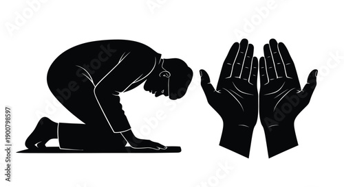 Ramadan Prayer Silhouette Graphic Design