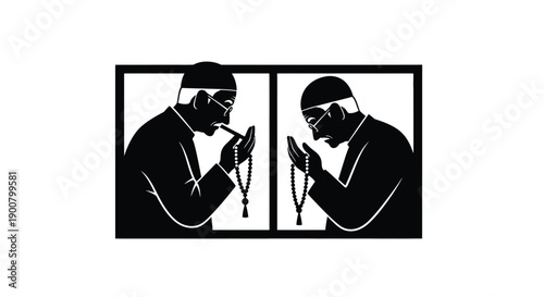 Family Prayer Silhouette Ramadan Greeting Card