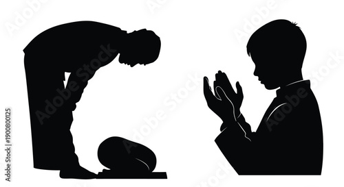 Ramadan Silhouette Ending Salam in Prayer