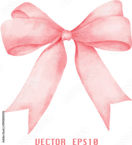 Wallpaper Mural Soft Watercolor Pink Ribbon Bow Illustration: Hand-painted Cute Element for Nursery Decor, Invitations, and Baby Shower Design. Torontodigital.ca