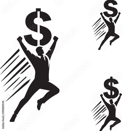 Person Holding Dollar Symbol Silhouette Representing Finance Wealth And Economy