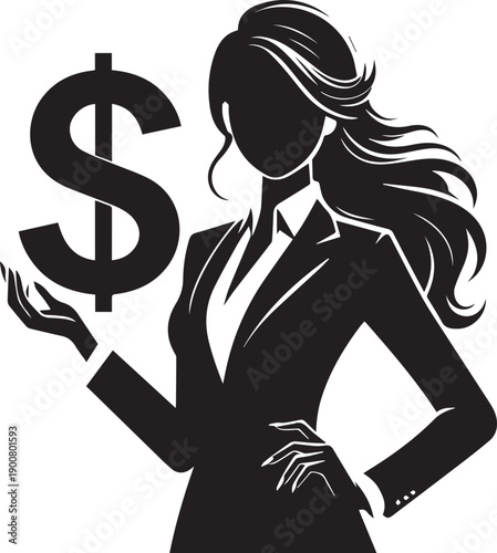 Person Holding Dollar Symbol Silhouette Representing Finance Wealth And Economy