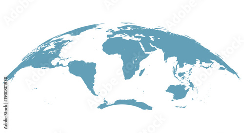 Stylized world globe illustration with blue continents on a white background