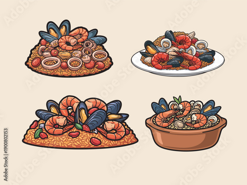 Arroz de Marisco Illustration for Seafood Menu, Restaurant Promotion, and Culinary Branding
