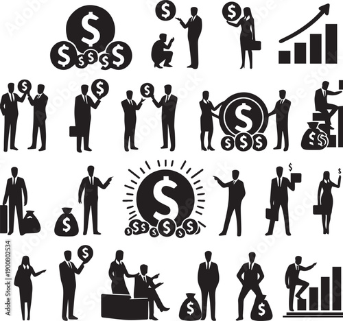 Person Holding Dollar Symbol Silhouette Representing Finance Wealth And Economy