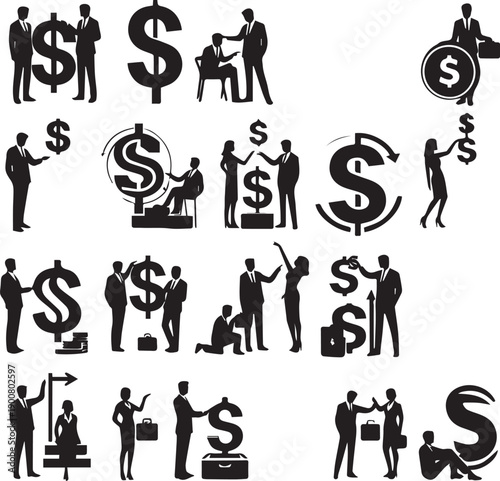 Person Holding Dollar Symbol Silhouette Representing Finance Wealth And Economy