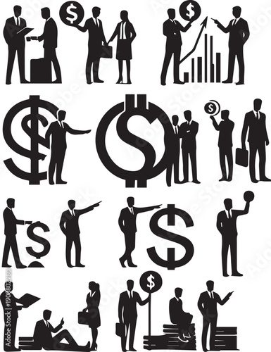 Person Holding Dollar Symbol Silhouette Representing Finance Wealth And Economy